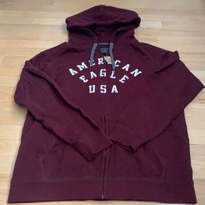 BRAND NEW AMERICAN EAGLE MENS MAROON ZIP UP
